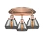 Innovations Lighting Fulton 3 Light 19" Wide Flush Mount Ceiling Fixture Antique Copper / Plated Smoke