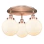 Innovations Lighting Canton 3 Light 20" Wide Flush Mount Ceiling Fixture Antique Copper / Matte White