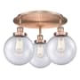 Innovations Lighting Canton 3 Light 20" Wide Flush Mount Ceiling Fixture Antique Copper / Seedy
