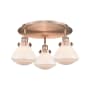 Innovations Lighting Olean 3 Light 19" Wide Flush Mount Ceiling Fixture Antique Copper / Matte White