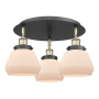 Innovations Lighting Fulton 3 Light 19" Wide Flush Mount Ceiling Fixture Black Antique Brass / Matte White