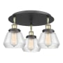 Innovations Lighting Fulton 3 Light 19" Wide Flush Mount Ceiling Fixture Black Antique Brass / Clear