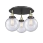 Innovations Lighting Canton 3 Light 20" Wide Flush Mount Ceiling Fixture Black Antique Brass / Seedy