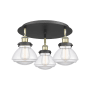 Innovations Lighting Olean 3 Light 19" Wide Flush Mount Ceiling Fixture Black Antique Brass / Clear