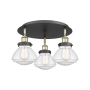 Innovations Lighting Olean 3 Light 19" Wide Flush Mount Ceiling Fixture Black Antique Brass / Seedy
