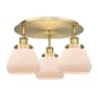 Innovations Lighting Fulton 3 Light 19" Wide Flush Mount Ceiling Fixture Brushed Brass / Matte White