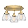 Innovations Lighting Fulton 3 Light 19" Wide Flush Mount Ceiling Fixture Brushed Brass / Clear