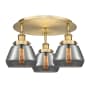 Innovations Lighting Fulton 3 Light 19" Wide Flush Mount Ceiling Fixture Brushed Brass / Plated Smoke
