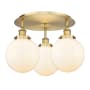 Innovations Lighting Canton 3 Light 20" Wide Flush Mount Ceiling Fixture Brushed Brass / Matte White