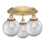 Innovations Lighting Canton 3 Light 20" Wide Flush Mount Ceiling Fixture Brushed Brass / Clear