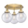 Innovations Lighting Canton 3 Light 20" Wide Flush Mount Ceiling Fixture Brushed Brass / Seedy