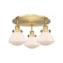 Innovations Lighting Olean 3 Light 19" Wide Flush Mount Ceiling Fixture Brushed Brass / Matte White