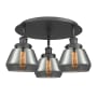 Innovations Lighting Fulton 3 Light 19" Wide Flush Mount Ceiling Fixture Matte Black / Plated Smoke