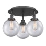 Innovations Lighting Canton 3 Light 20" Wide Flush Mount Ceiling Fixture Matte Black / Clear
