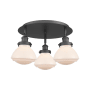 Innovations Lighting Olean 3 Light 19" Wide Flush Mount Ceiling Fixture Matte Black / Matte White