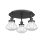 Innovations Lighting Olean 3 Light 19" Wide Flush Mount Ceiling Fixture Matte Black / Clear