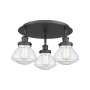 Innovations Lighting Olean 3 Light 19" Wide Flush Mount Ceiling Fixture Matte Black / Seedy