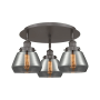 Innovations Lighting Fulton 3 Light 19" Wide Flush Mount Ceiling Fixture Oil Rubbed Bronze / Plated Smoke