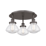 Innovations Lighting Olean 3 Light 19" Wide Flush Mount Ceiling Fixture Oil Rubbed Bronze / Clear