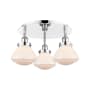 Innovations Lighting Olean 3 Light 19" Wide Flush Mount Ceiling Fixture Polished Chrome / Matte White