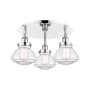 Innovations Lighting Olean 3 Light 19" Wide Flush Mount Ceiling Fixture Polished Chrome / Clear