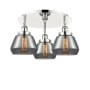 Innovations Lighting Fulton 3 Light 19" Wide Flush Mount Ceiling Fixture Polished Nickel / Plated Smoke