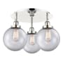 Innovations Lighting Canton 3 Light 20" Wide Flush Mount Ceiling Fixture Polished Nickel / Clear