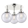 Innovations Lighting Canton 3 Light 20" Wide Flush Mount Ceiling Fixture Polished Nickel / Seedy