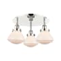 Innovations Lighting Olean 3 Light 19" Wide Flush Mount Ceiling Fixture Polished Nickel / Matte White