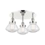 Innovations Lighting Olean 3 Light 19" Wide Flush Mount Ceiling Fixture Polished Nickel / Clear