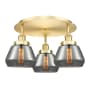 Innovations Lighting Fulton 3 Light 19" Wide Flush Mount Ceiling Fixture Satin Gold / Plated Smoke