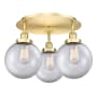 Innovations Lighting Canton 3 Light 20" Wide Flush Mount Ceiling Fixture Satin Gold / Clear