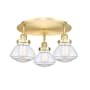 Innovations Lighting Olean 3 Light 19" Wide Flush Mount Ceiling Fixture Satin Gold / Clear