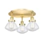 Innovations Lighting Olean 3 Light 19" Wide Flush Mount Ceiling Fixture Satin Gold / Seedy