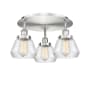 Innovations Lighting Fulton 3 Light 19" Wide Flush Mount Ceiling Fixture Satin Nickel / Clear