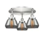 Innovations Lighting Fulton 3 Light 19" Wide Flush Mount Ceiling Fixture Satin Nickel / Plated Smoke