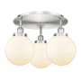 Innovations Lighting Canton 3 Light 20" Wide Flush Mount Ceiling Fixture Satin Nickel / Matte White