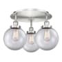 Innovations Lighting Canton 3 Light 20" Wide Flush Mount Ceiling Fixture Satin Nickel / Clear