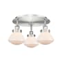 Innovations Lighting Olean 3 Light 19" Wide Flush Mount Ceiling Fixture Satin Nickel / Matte White