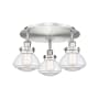 Innovations Lighting Olean 3 Light 19" Wide Flush Mount Ceiling Fixture Satin Nickel / Clear