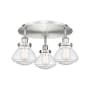 Innovations Lighting Olean 3 Light 19" Wide Flush Mount Ceiling Fixture Satin Nickel / Seedy