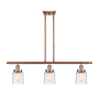 Innovations Lighting Bell 3 Light 36" Wide Linear Pendant with Shades Antique Copper / Deco Swirl