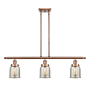 Innovations Lighting Bell 3 Light 36" Wide Linear Pendant with Shades Antique Copper / Silver Plated Mercury