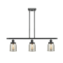 Innovations Lighting Bell 3 Light 36" Wide Linear Pendant with Shades Matte Black / Silver Plated Mercury
