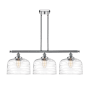 Innovations Lighting Bell 3 Light 36" Wide Linear Pendant Polished Chrome / Clear Deco Swirl