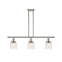 Innovations Lighting Bell 3 Light 36" Wide Linear Pendant with Shades Polished Nickel / Deco Swirl