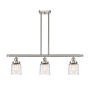 Innovations Lighting Bell 3 Light 36" Wide Linear Pendant with Shades Brushed Satin Nickel / Deco Swirl