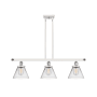 Innovations Lighting Cone 3 Light 36" Wide Linear Pendant White and Polished Chrome / Clear