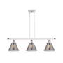 Innovations Lighting Cone 3 Light 36" Wide Linear Pendant White and Polished Chrome / Plated Smoke