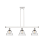 Innovations Lighting Cone 3 Light 36" Wide Linear Pendant White and Polished Chrome / Seedy